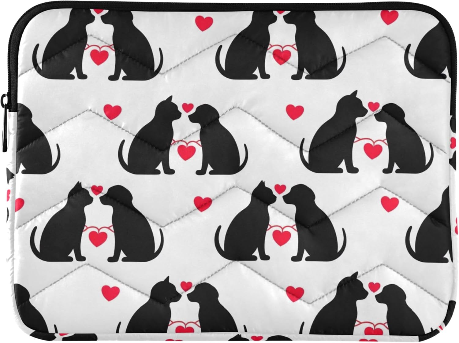 Cat Dog Hearts Valentine's Cute Laptop Accessories Laptop Sleeve Puffy Womens Work Computer Cover Universal, 13.4 inch
