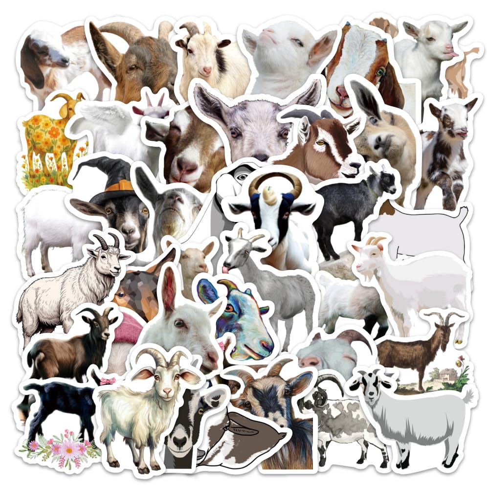 50PCS Goat Stickers for Guitar,Notebook,Scrapbook,Helmet,Laptop,Bike,Water Bottle,Luggage,Phone,Bumper,Cute Animal Waterproof Vinyl Sticker,Adults Teens Decal,Cartoon Aesthetic Graffiti Decals - Image 3