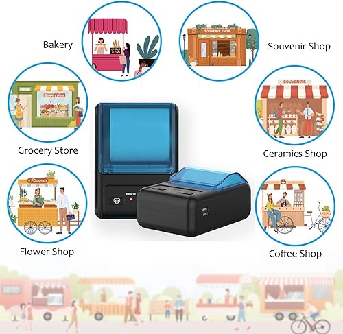 Miniatura 9 de Impresora térmica Bluetooth de recibos de 2.283 in, solo compatible con AndroidWindows, no puede soportar iosiPadMAC, mini bolsillo portátil
