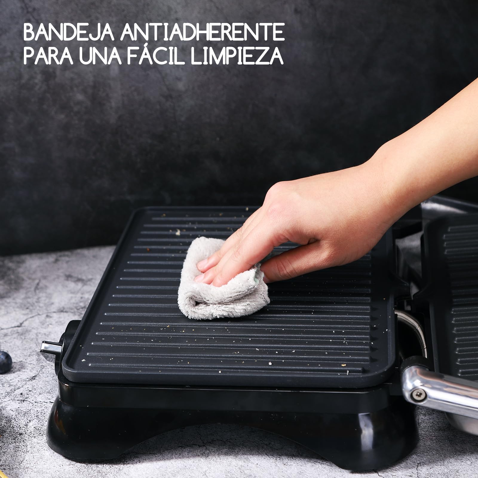 Aigostar Parrilla Eléctrica 2000W, Regulador de Temperatura y Apertura 180° | Sandwichera con Placas Antiadherentes sin PFOA, Ideal para Filetes, Carne y Verduras | Samson