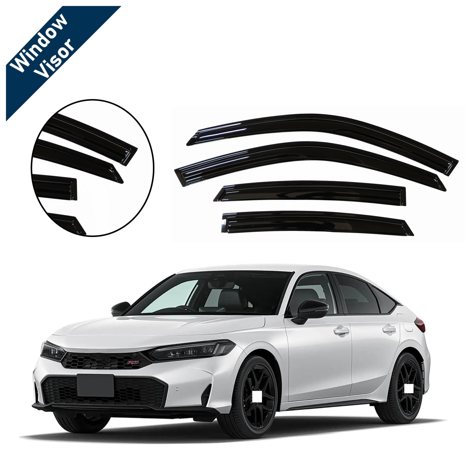 Visera Ventana Coche para Civic 2022-2026 Sedan 4 Uds Protector contra La Lluvia Deflector De Viento Protector Meteorológico Coche Visera De Ventana