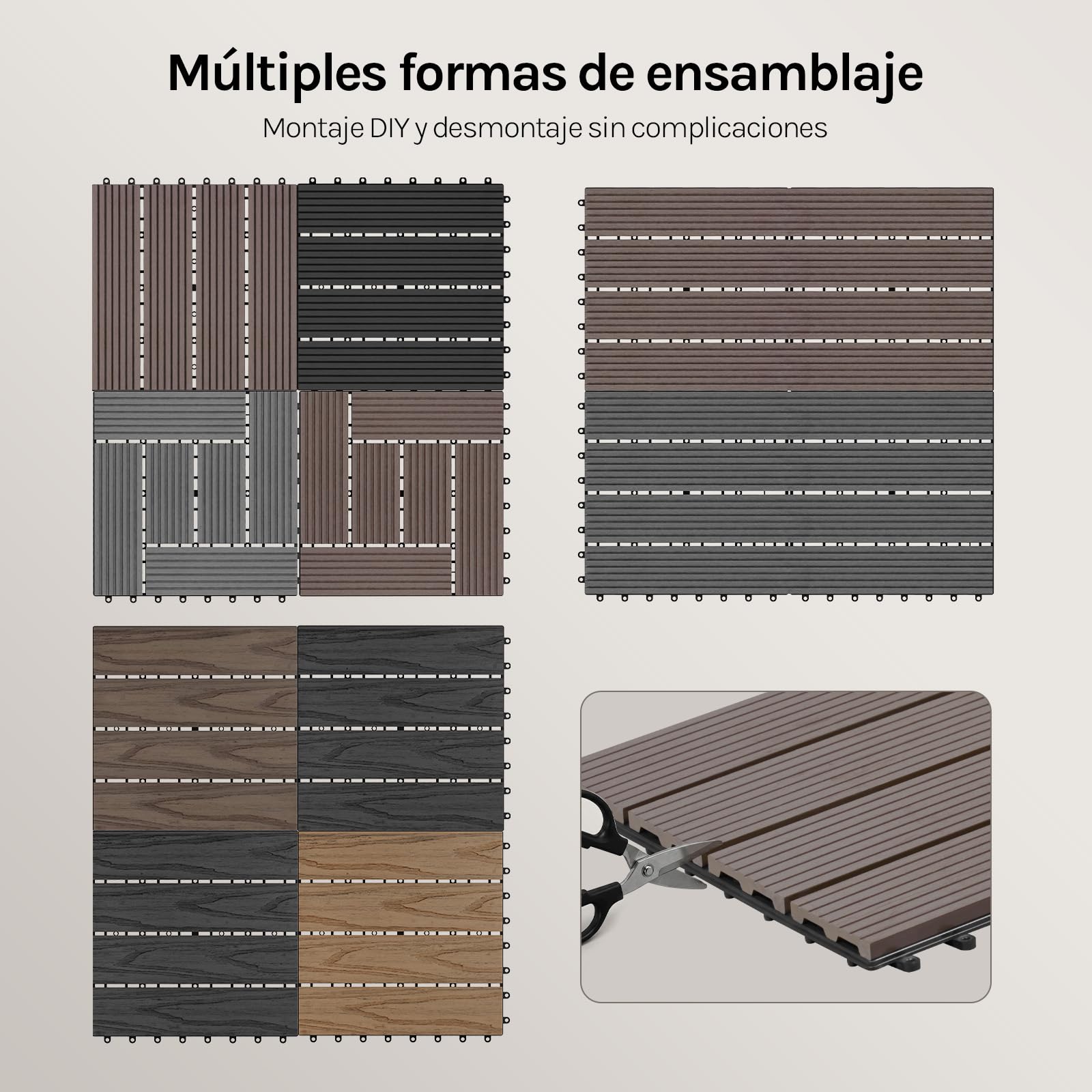 WOLTU 12x Suelo de WPC Baldosas de Madera Exterior para Porche Patios Jardin, 30 x 60 cm 2m² Suelo de Exterior Compuesta Azulejos Baldosas de WPC para Terraza Marrón