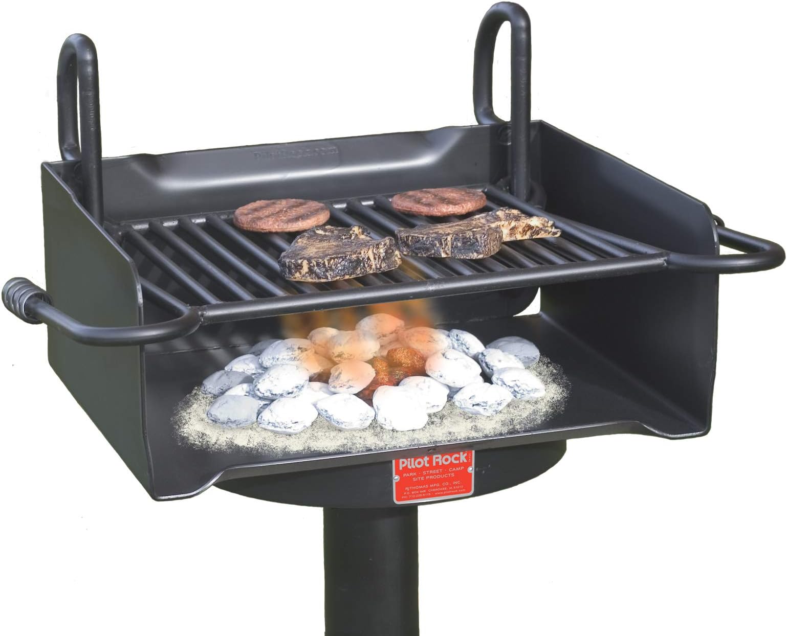 Park Style Charcoal Grill With Grate,Single Post Carbon