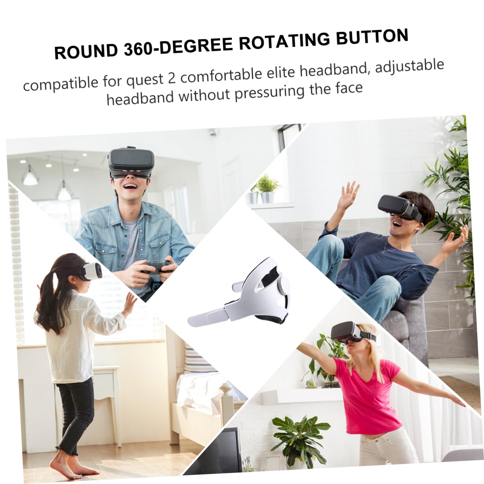 NUOBESTY Cinturino per Testa per Visore Vr Supporto Regolabile per Testa Compatibile con Visori Materiale di Buona Qualità Pulsante Rotante Gradi Protezione Forte Supporto e Bilanciamento