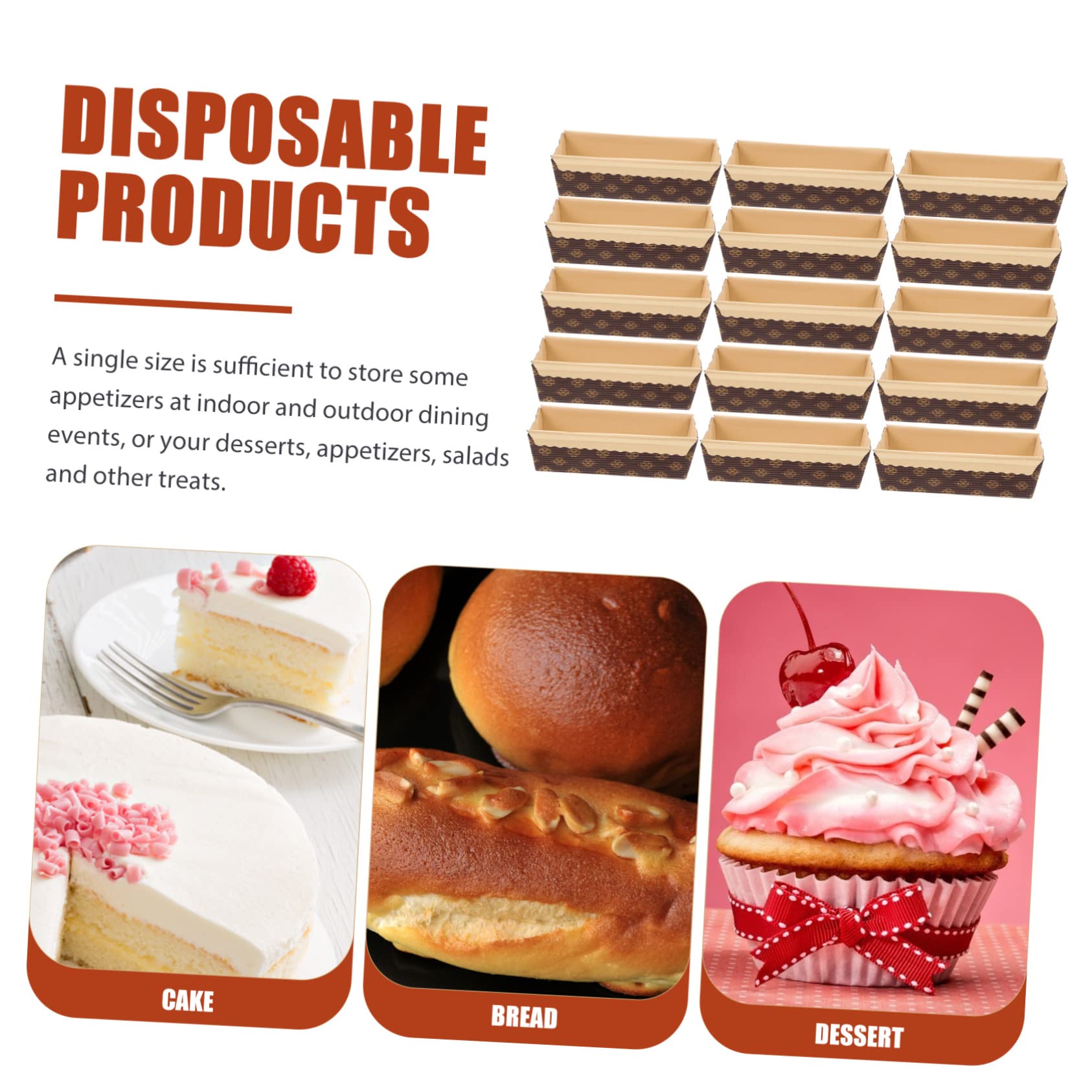 Cabilock 25Pcs Paper Loaf Pans Baking Rectangular Cake Trays Paper Liners for Bread Cakes and Pastries