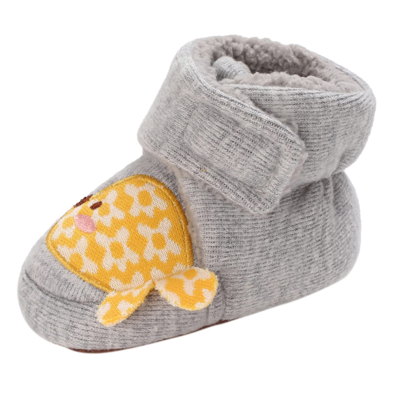 Fleece Baby Booties Infant Girls Boys Warm Winter Boots Sock Slippers Soft Sock Shoes Newborn Anti-Slip Soft Snow Boots (Grey, 0-6 Months)