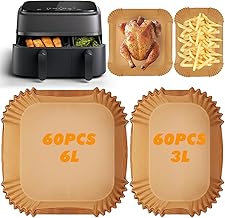 YAMAIDUO Air Fryer Baking Paper 120 Pieces Compatible with Philips Dual 3000/5000 Series Cookwise, Disposable Non-Stick Baking Paper for Air Fryer Rectangular 6L/3L, Air Fryer Accessories