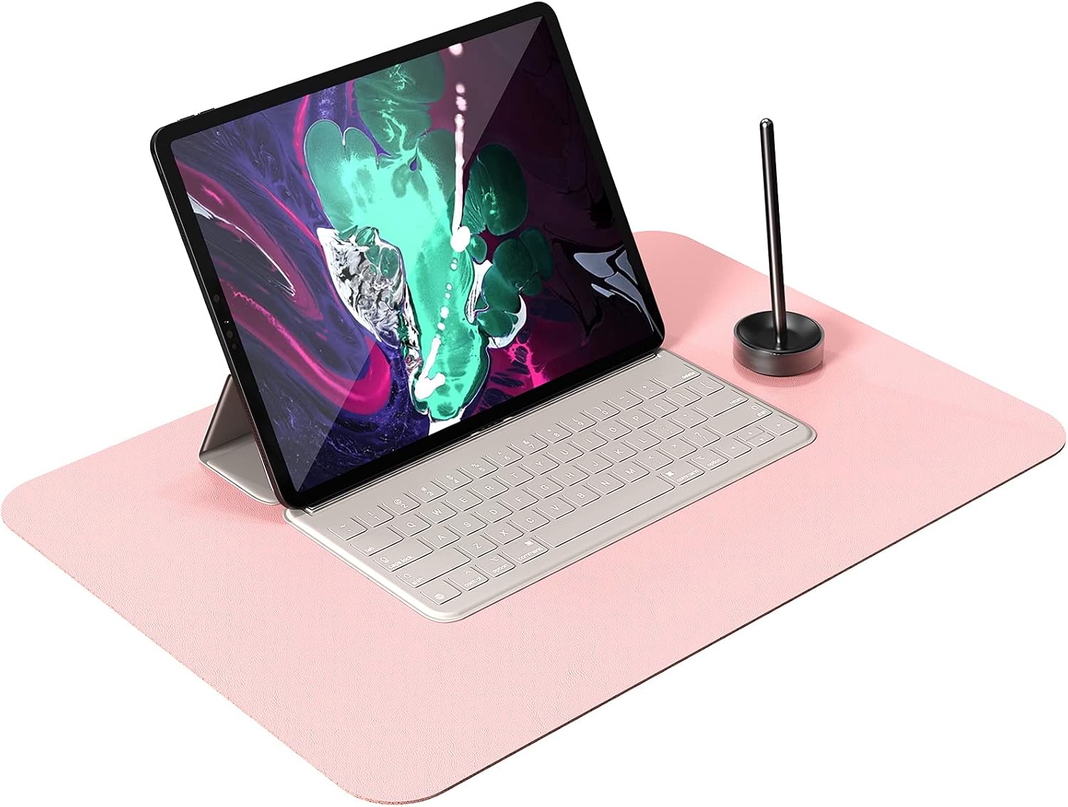 Oterri Anti-Slip Desk Pad, Waterproof Oil Proof PVC Leather Desk Mat, Ultra Thin Desk Blotter,Mouse Pad Laptop Desk Writing Mat for Office Work/Home/Decor (Pink, 12''x17'')