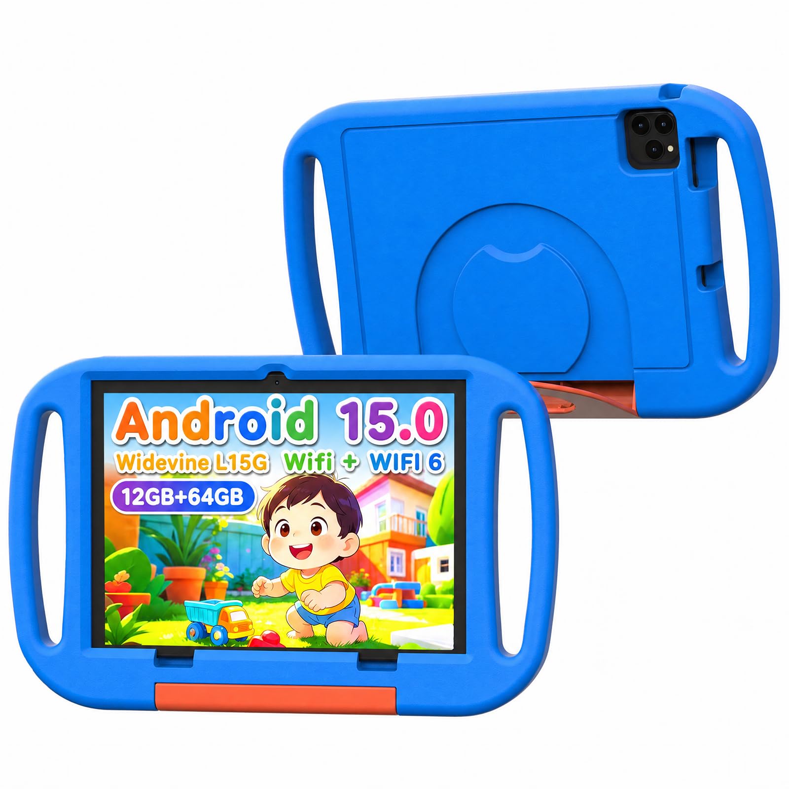 Kids Tablet, 10 inch, Android 15 Tablet for Kid, 12GB RAM, 64GB ROM 1TF Card Expandable f…