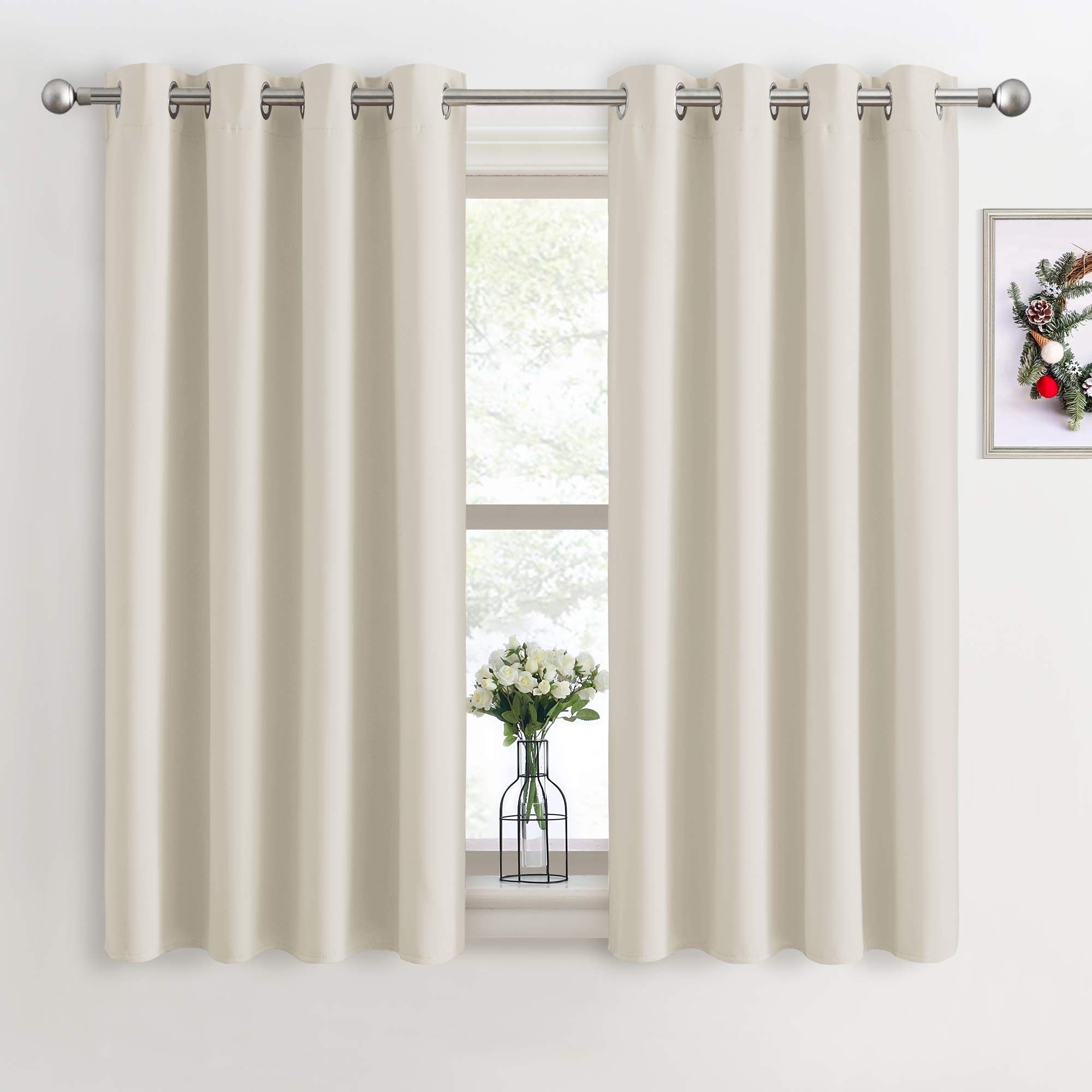 PONY DANCE Cortinas Termicas Aislantes Frio y Calor Cortinas Opacas 2 Piezas Cortinas Dormitorio Juvenil Cortinas Cortas Cortinas de Cocina Modernas, 117x137 CM, Beige Claro Global Recycled Standard OEKO-TEX STANDARD 100 Global Recycled Standard Global Recycled Standard