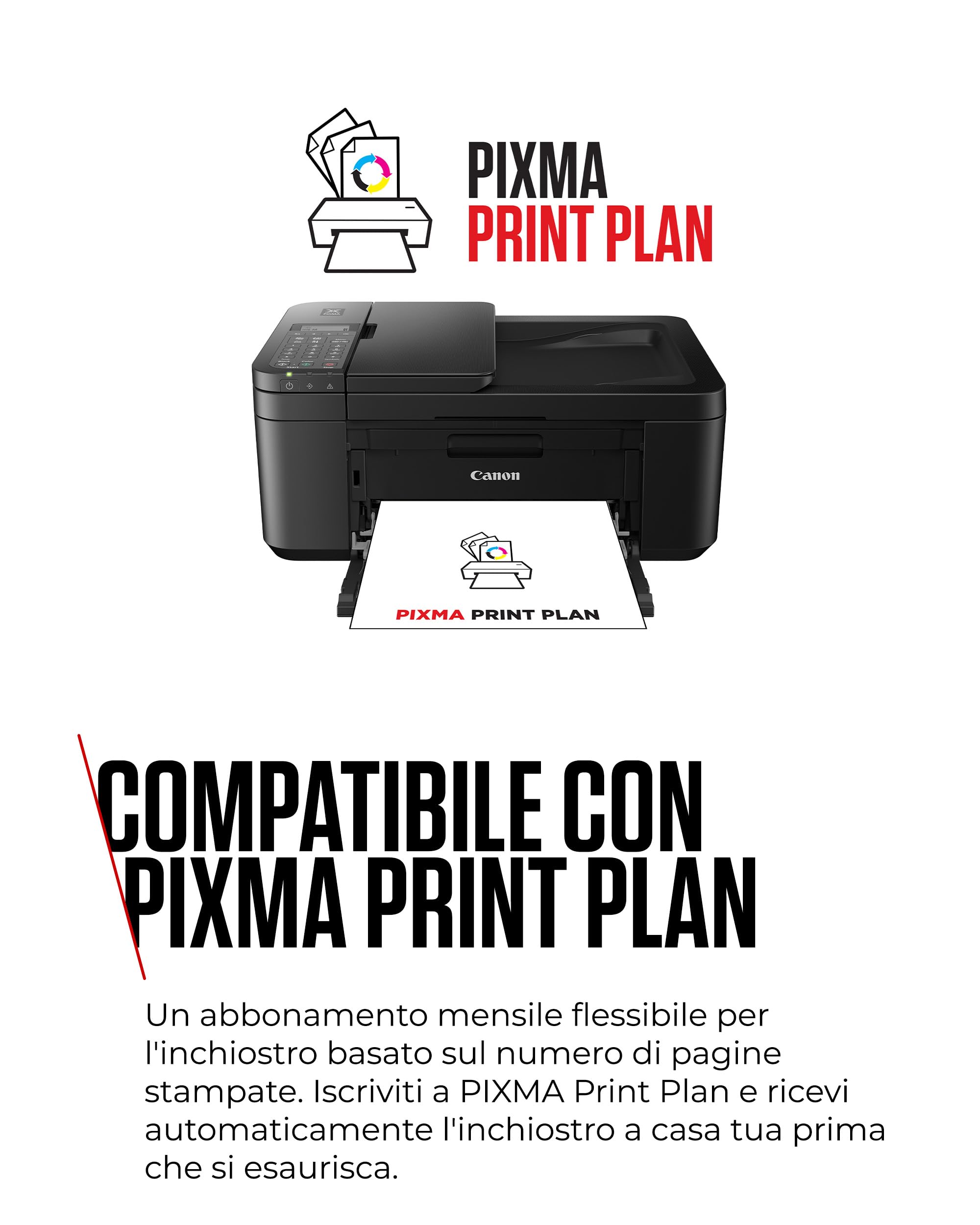 Canon PIXMA TR4750i - Stampante Wireless Multifunzione 4 in 1 - Stampa, Scansione, Copia, Fax - Fronte/Retro, ADF 20 Fogli, Stampa Foto Senza Bordi 4x6, Compatibile con PIXMA Print Plan, Nero