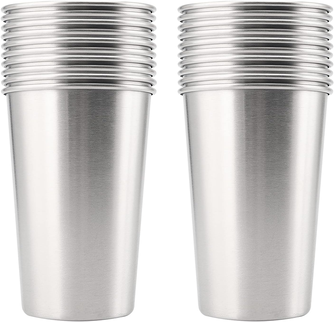 24 Pack 16 Oz 500ml 304 Stainless Steel Cups, Stackable Unbreakable Pint Cup Tumbler, Shatterproof Metal Water Cups for Bar Home Restaurant Drinking Hot Cold Items Indoor Outdoor Use