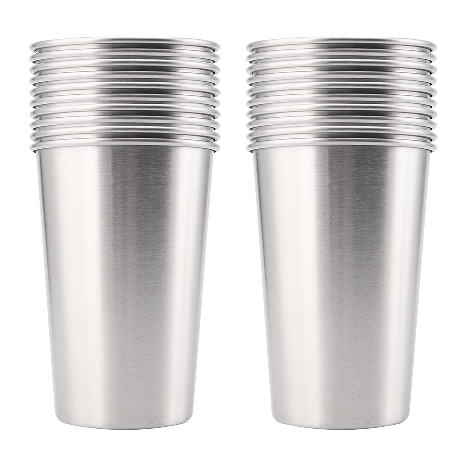 Lot de 24 gobelets en acier inoxydable 304 - Empilables et incassables - Pour bar, maison, restaurant, boissons chaudes et froides - Utilisation en intérieur et en extérieur - 500 ml