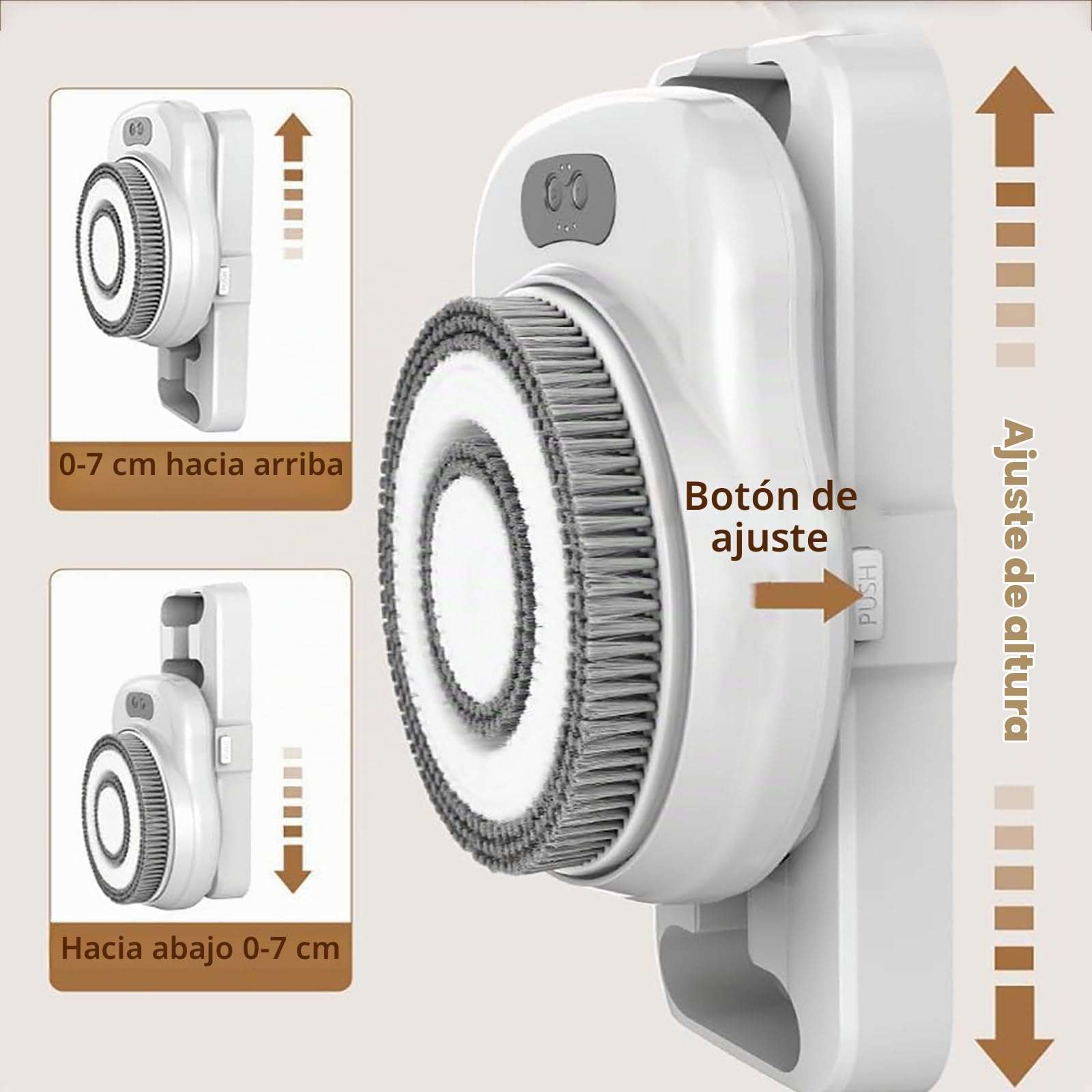 Cepillo Exfoliante Espalda Pared para Ducha, Cepillo EléCtrico con Cabezal 20Cm, Ajuste 3 Velocidades, RotacióN AutomáTica 360°, Exfoliante Corporal para Limpieza Profunda Y Masaje Espalda,White