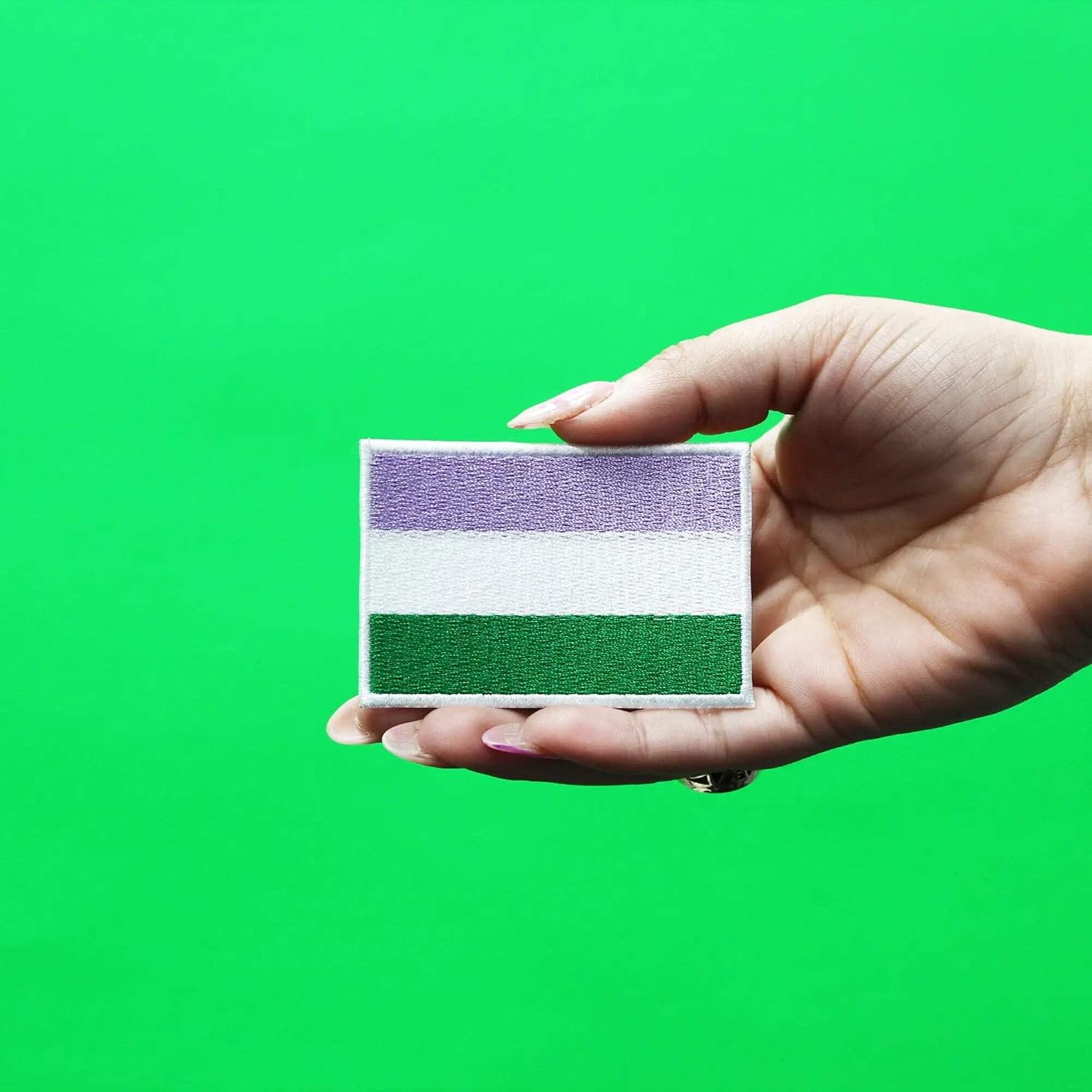 Genderqueer Pride Flag Patch LGBQ+ Support Embroidered Iron On image 2