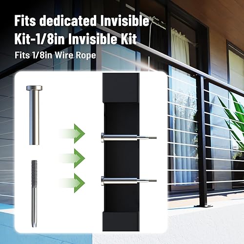 Miniatura 6 de Poste de barandilla para cable de 36 x 2 x 2 pulgadas, poste de extremo cuadrado de acero, preperforado, 10 pares de agujeros con conector superior