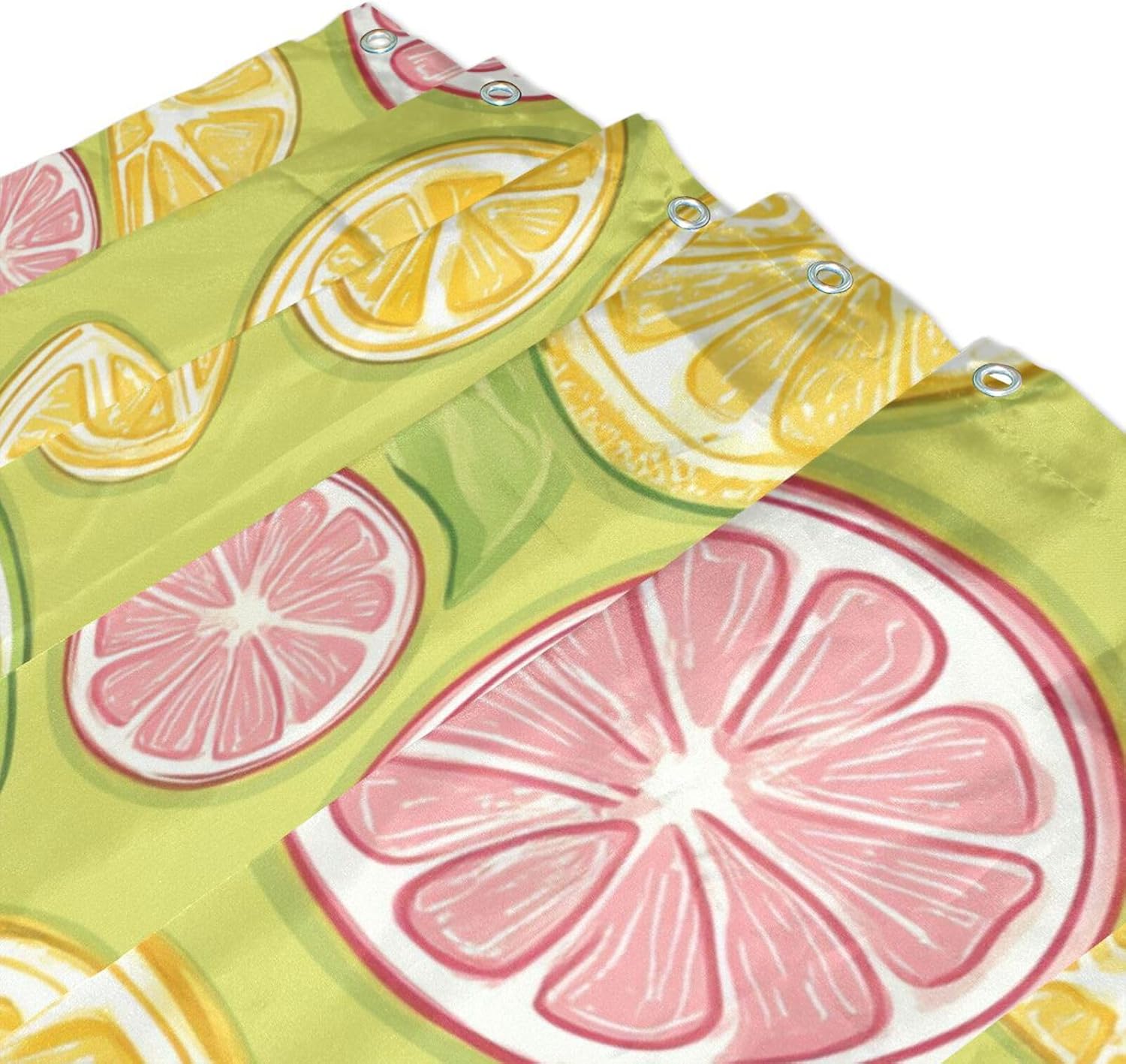 72x72 Inch Water Repellent Shower Curtain Set with Resistant Washable Curtain Liners for Bathroom Accessories Sets Green Lemon Fruit