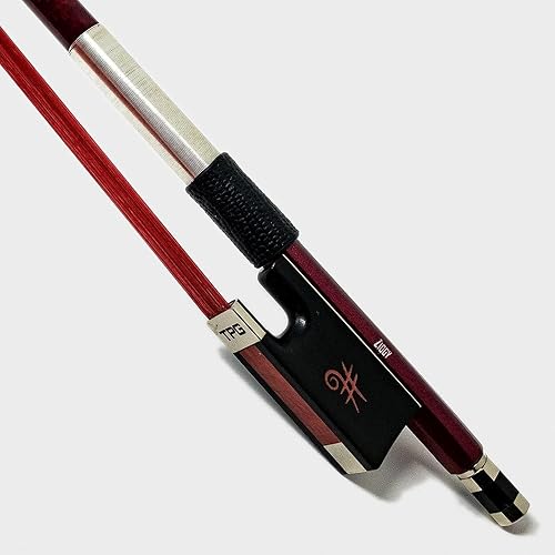 The Piano Guys Arco de violonchelo de fibra de carbono  Arcos de tamaño completo 44 con rana de ébano incrustada y pelo de caballo premium (TPG