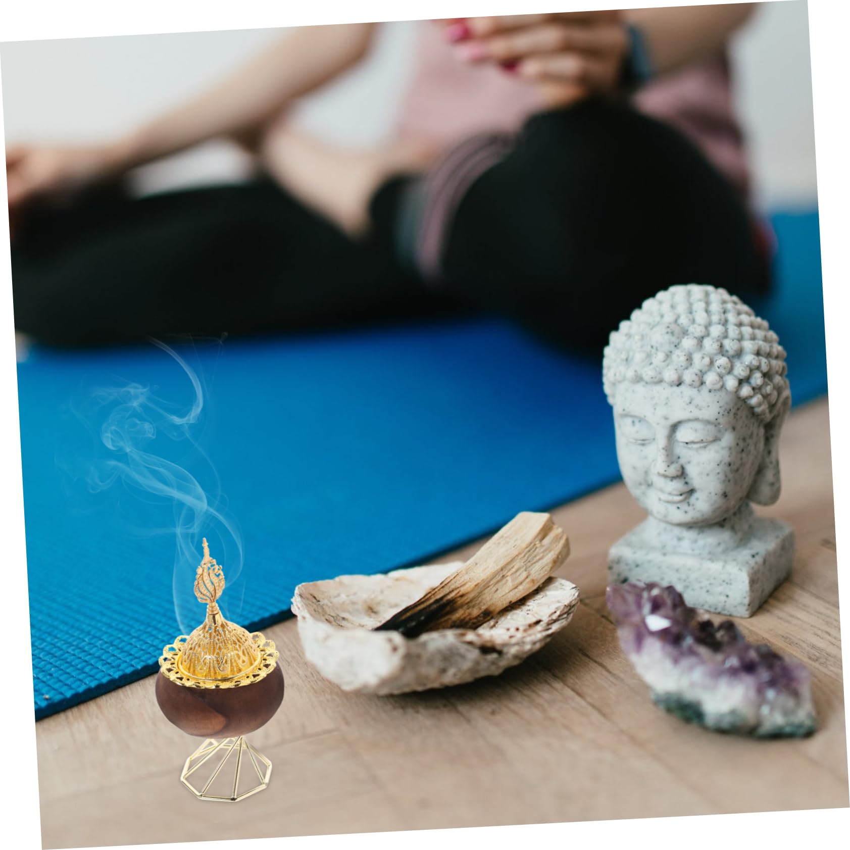 OUNONA 5 Stück Räuchergefäß mit Holz und Metallständer Eleganter Duftlampe Halter für Räucherstäbchen Stilvolle Tischdeko für Schlafzimmer Büro Meditationsraum und Wohnzimmer