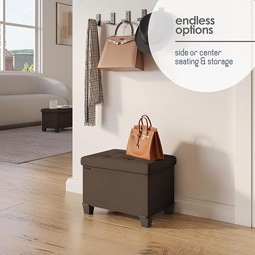 Miniatura 384 de Otomana plegable para dormitorio o sala de estar, con contenedores de almacenamiento, reposapiés para el extremo de la cama, soporta hasta 660 lb,