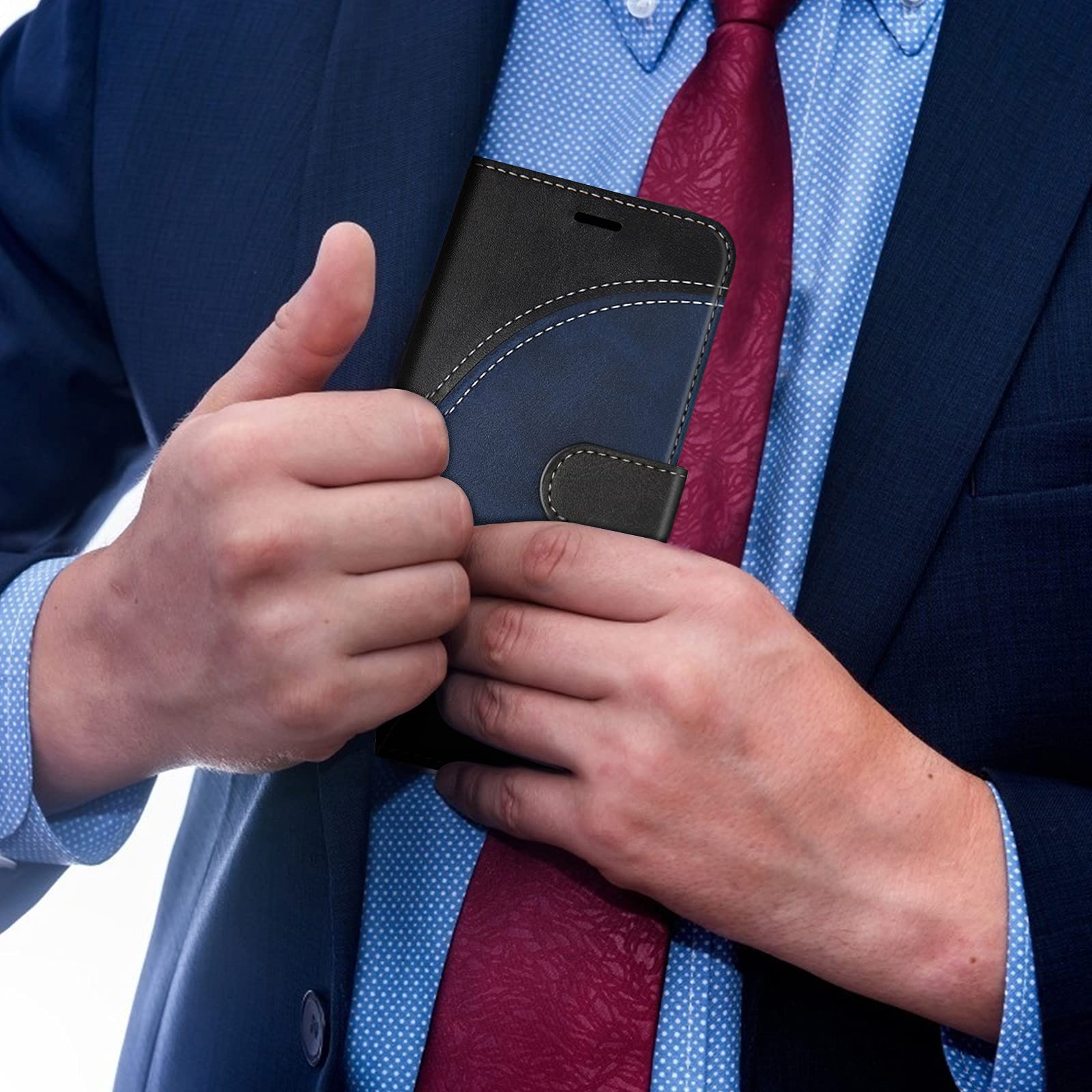 Cover per Galaxy S23, Custodia in PU Pelle Portafoglio per Samsung Galaxy S23, Magnetica Cover a Libro con Slot per Schede, Nero