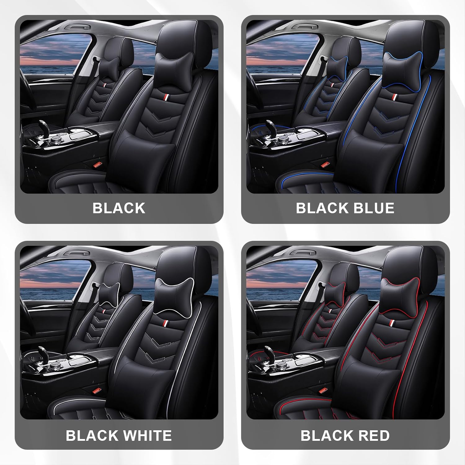 Car Seat Covers 7 Seats for Chevy Traverse 2009-2026,Premium Nappa Leather Waterproof Durable Seat Covers,Compatible Airbag Easy Install Clean Full Sets(Deluxe,Black)