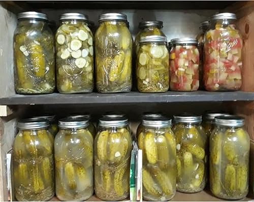 Miniatura 6 de WOODRIVER Tarros Mason de boca ancha de 64 onzas con tapas y bandas. Tarros para enlatar, fermentar, encurtir y almacenar. Tarros Mason grandes.