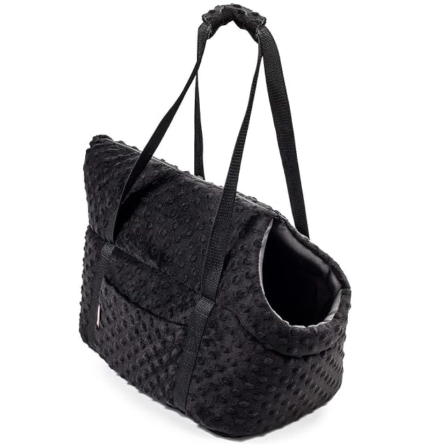 Bolsa para Perros, Bolsa para Cachorros - Negro (Minky), XS: 26x16x25 cm
