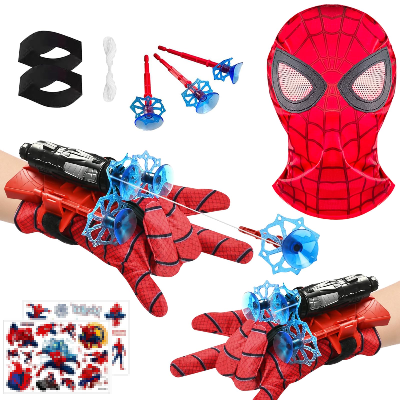 Launcher Glove, Spiderm Guanti per Bambino, Spiderm Launcher Guanto con con Spiderm Maschera, Guanti Launcher per Giochi, Spiderm Web Launcher Toy, Cosplay Giocattoli da Polso Set (A)