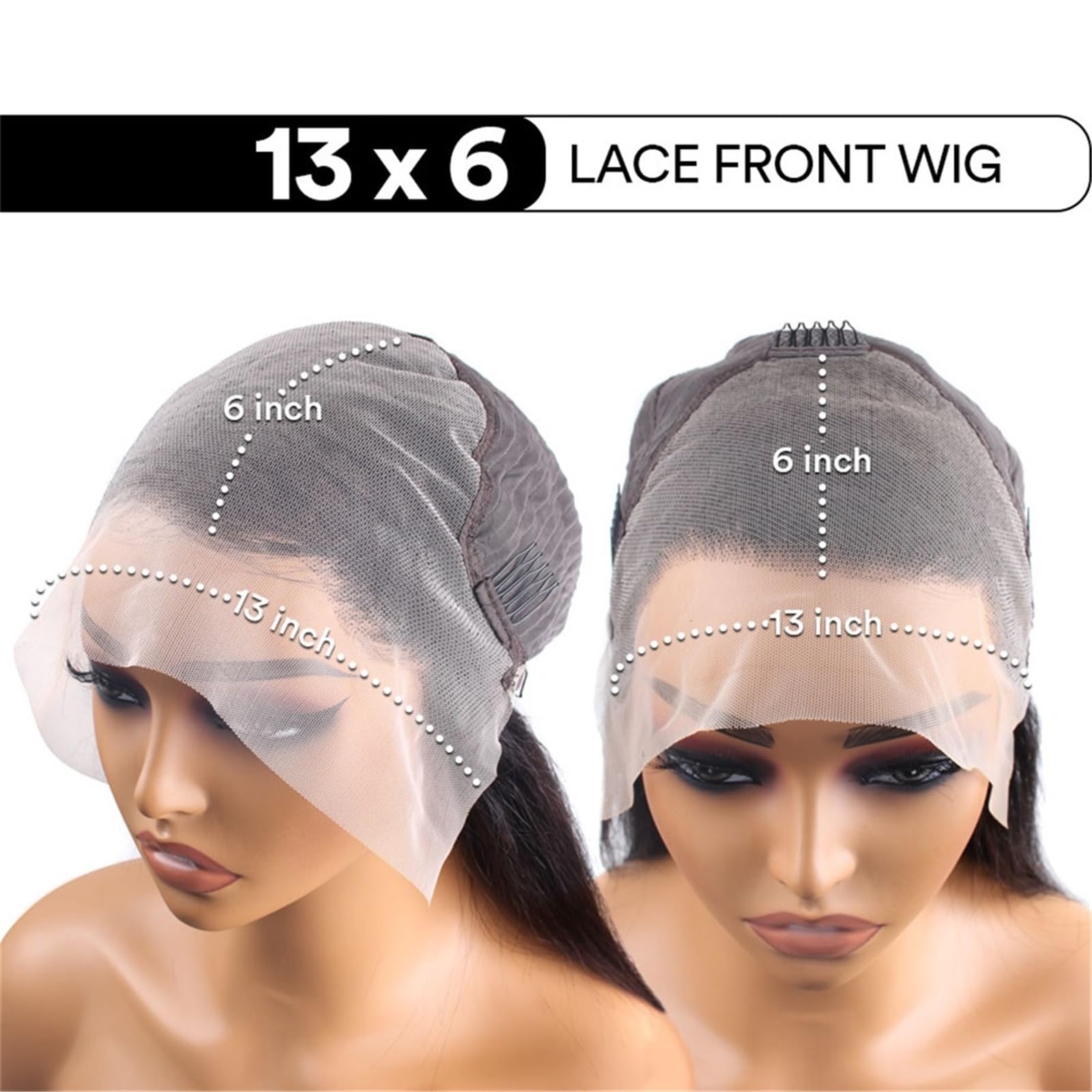 Donne Parrucca frontale in pizzo trasparente 13x6 HD in dritto a densità 250 Capelli umani pre pizzicati Festa