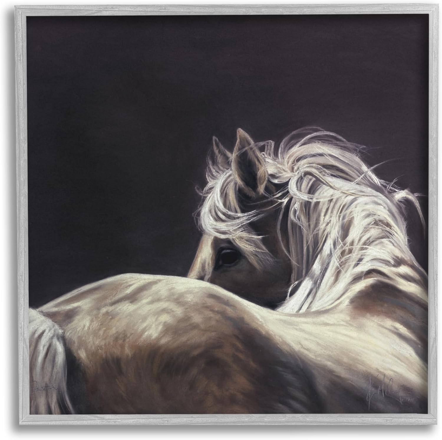 Stupell Industries Double Take Horse Portrait Gray Framed Giclee Art Design by Spirit Horse