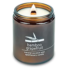 Hemlock Park Crackling Wood Wick Candle Handcrafted with Natural Coconut Wax (Standard 8 oz, Bamboo Grapefruit)