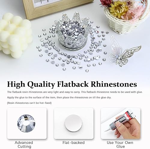 Vista 13 de 4500PCS Resin Flatback Rhinestone, 2mm 3mm 4mm 5mm 6mm Lemon Yellow Flatback Rhinestones for Tumblers, Nails Art, Mugs, Bottles, Craft Decoration