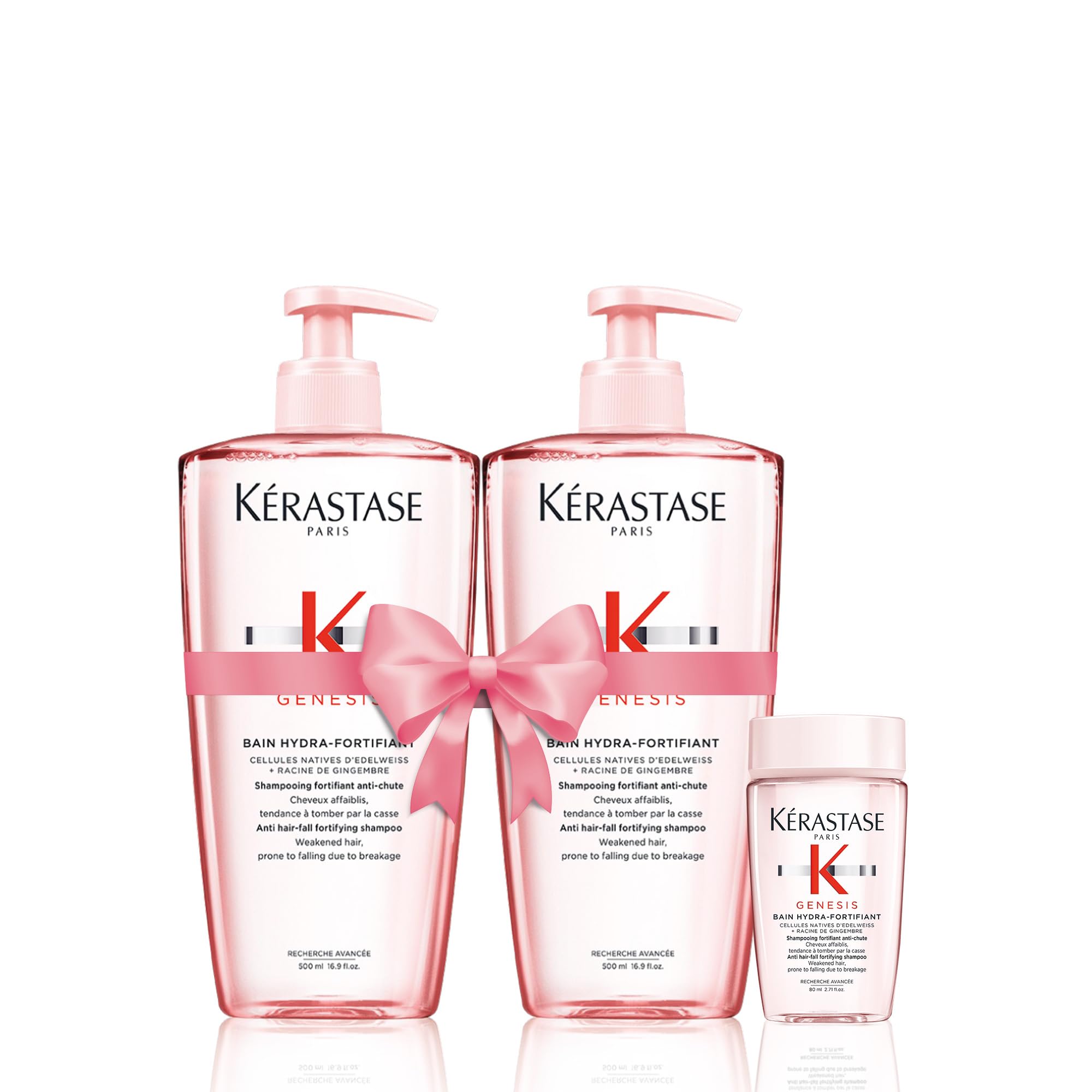 Kérastase Shampoo für feines Haar, Nährendes und kräftigendes Haarbad gegen Haarverlust, Bain Hydra-Fortifiant, Genesis, 2 x 500 ml