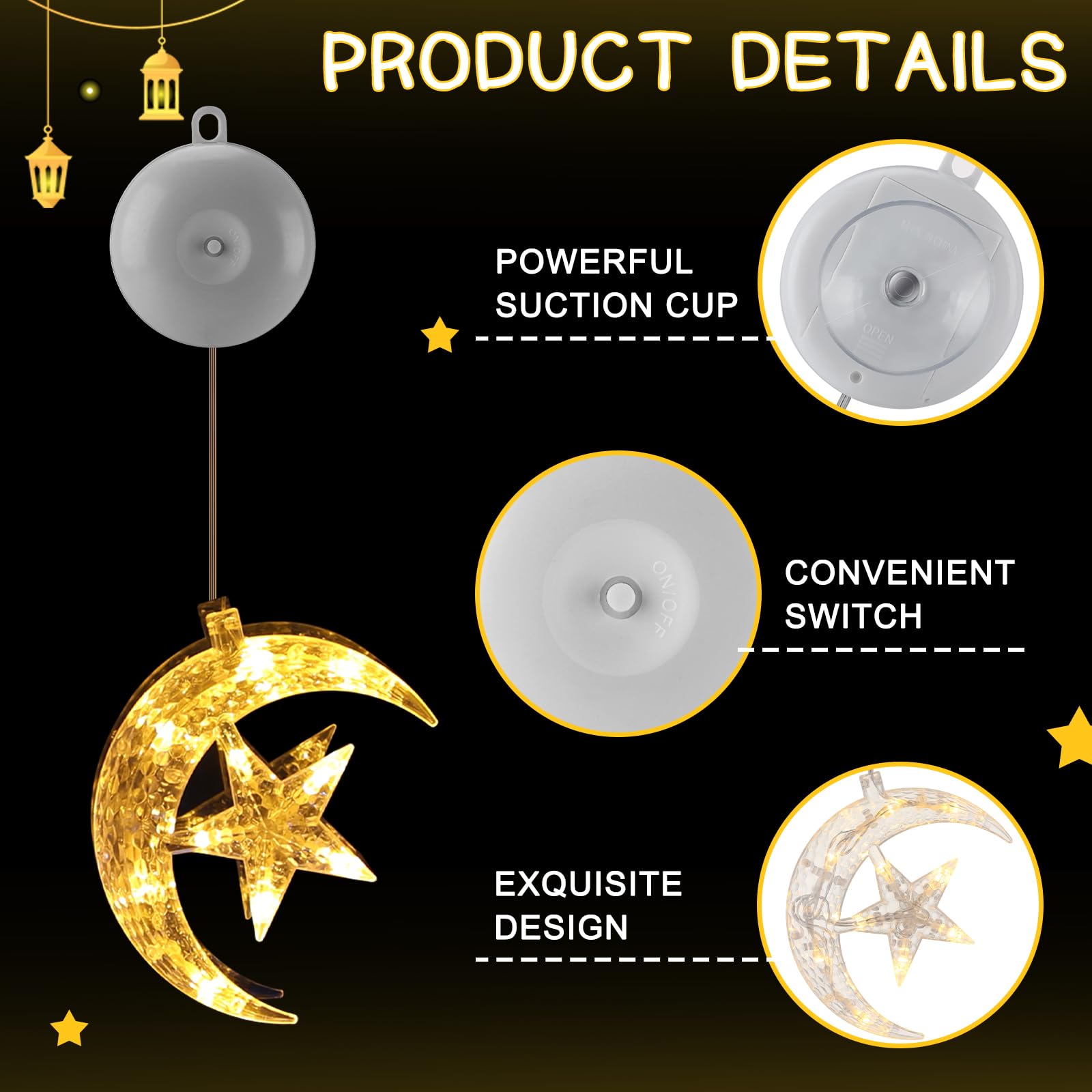 Snapklik.com : 5 Pcs Ramadan Decorations Lights Eid Mubarak Moon Star ...
