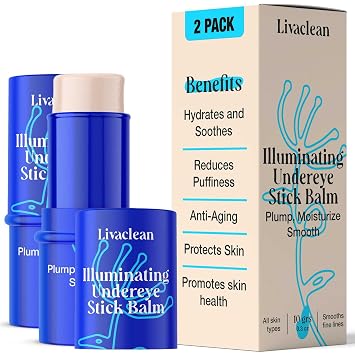 2 Pk 20g Under Eye Balm Stick Hydrating | 0.7 Oz Moisturizing Under Eye Brightener Stick w/Retinol, Aloe Vera, Vit E | Plumps, Hydrates & Reduces Dark Circles & Puffiness | Multipurpose Undereye Balm