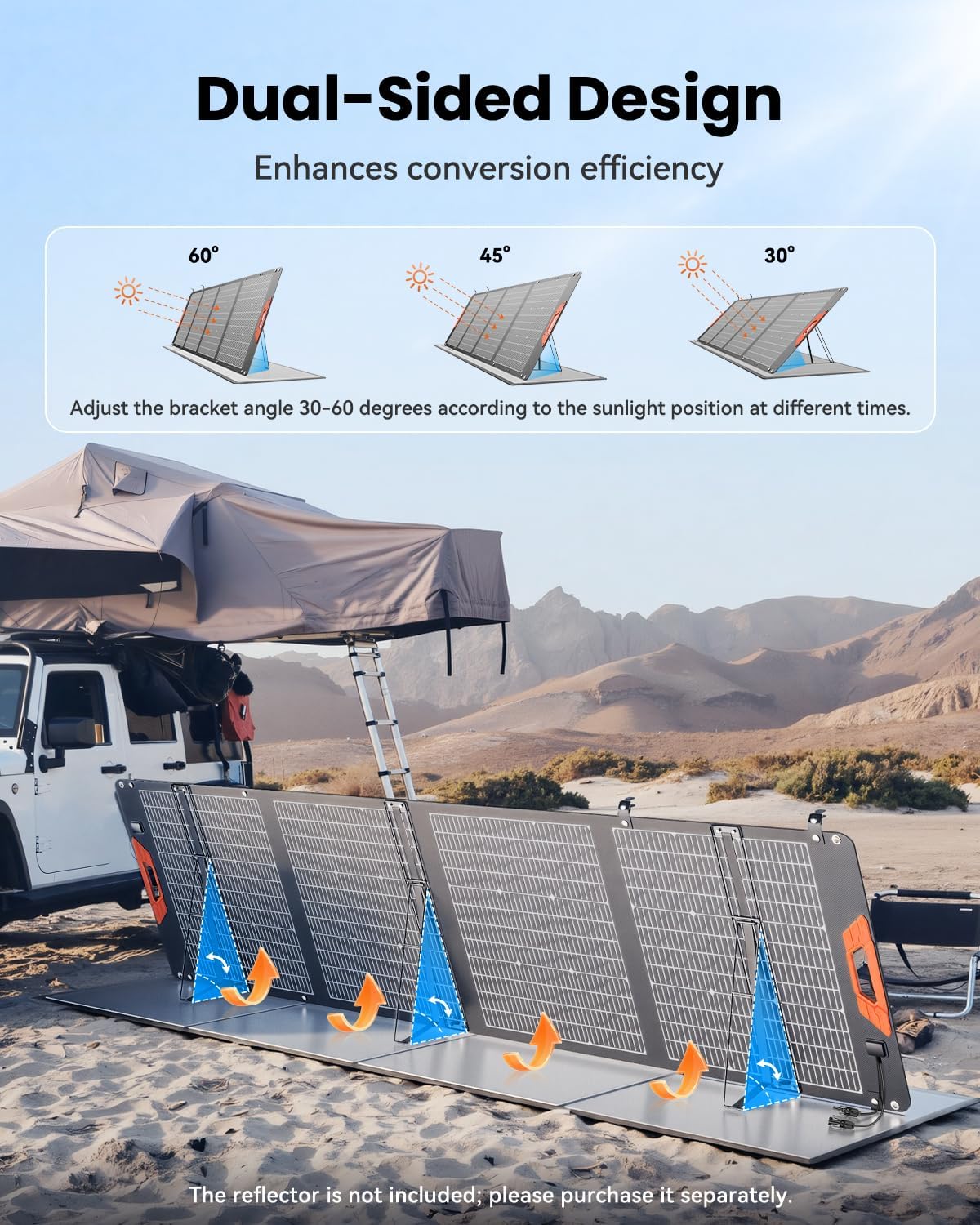 200W Portable Solar Panel – 24% High Efficiency Bifacial Solar Panel with MC4 Output, IP65 Waterproof Foldable Solar Charger with Kickstand for Power Station RV Camping Off-Grid and Blackouts