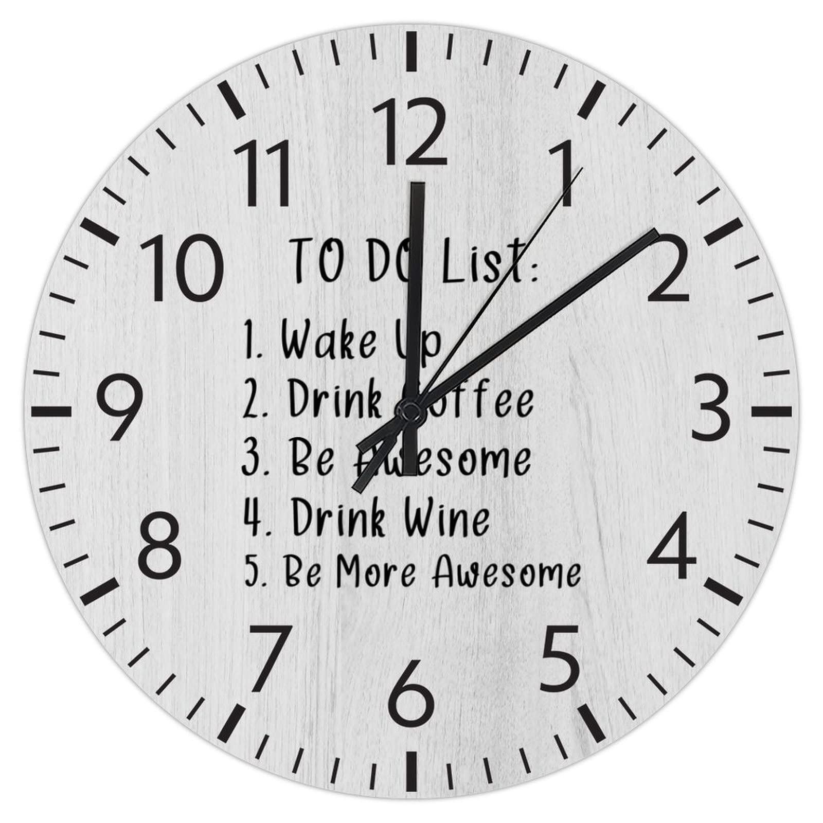 Horloge murale cuisine et salon ronde 30,5 cm motif To Do List