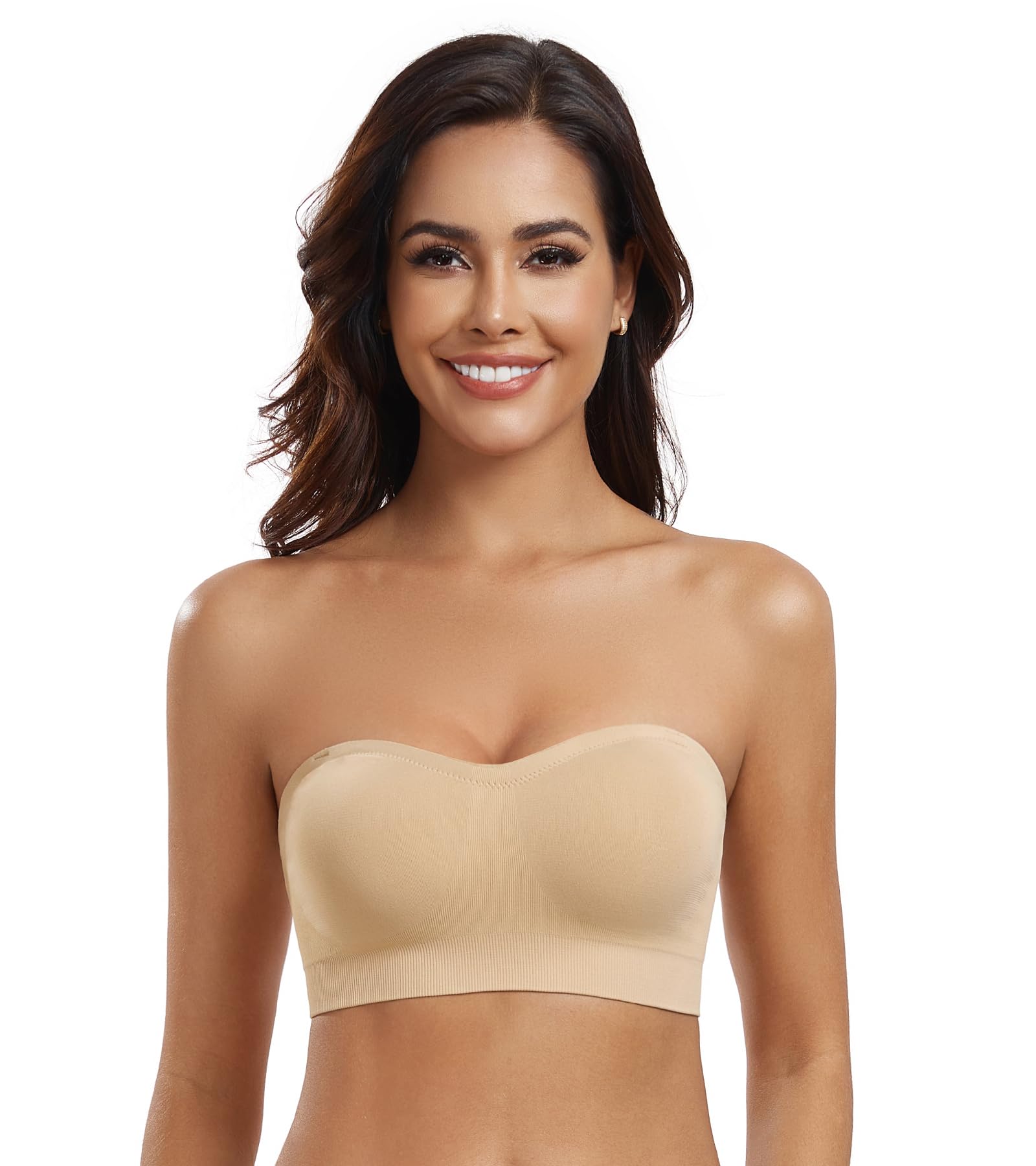 DotVol Women’s Wireless Strapless Bra with Non-Slip Silicone Multiway Seamless Bandeau Tube Top Bralette