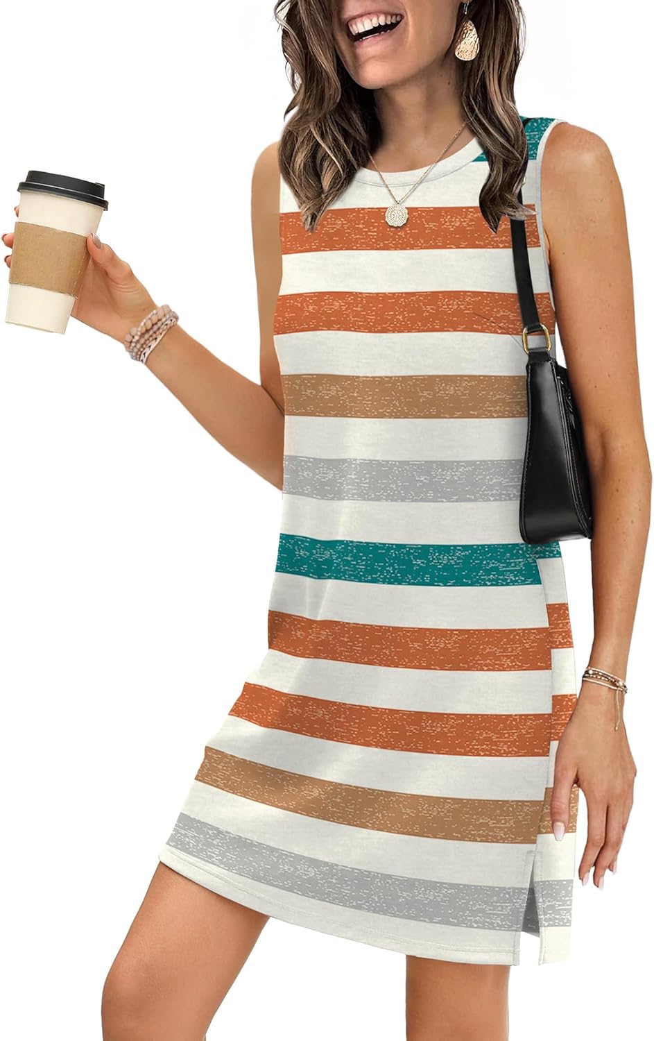 WIHOLL Casual Dresses for Women Crewneck Sleeveless Tank Dress Summer Spring Boho Vacation Clothes - Image 2