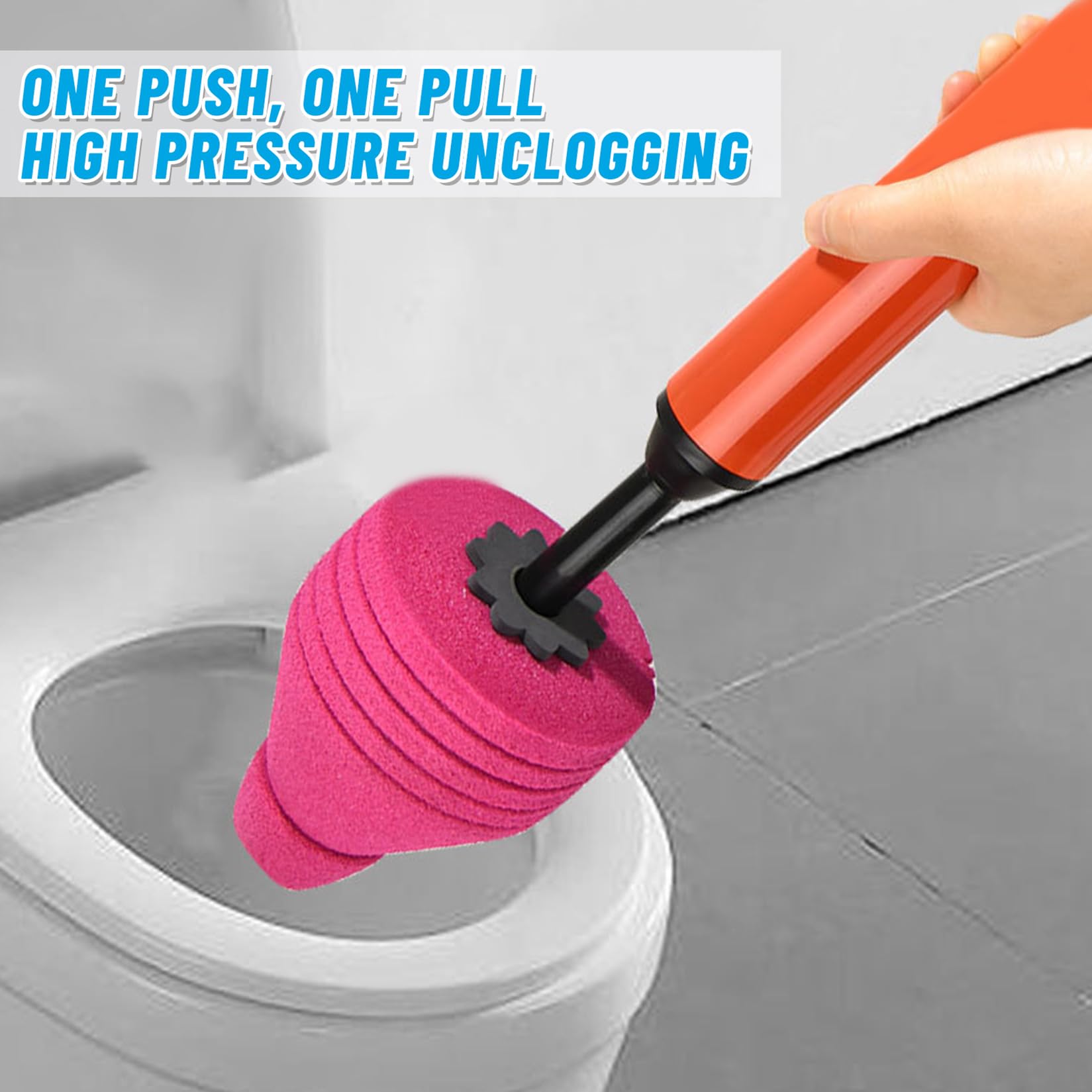 2024 Neu Abflussreiniger Pumpe,Saugglocke für Waschbecken bei Verstopfungen, Vakuum Pümpel mit starker Saugleistung, WC Pömpel 4 in 1 Toilet Plunger für Toilette Badewanne Bodenablauf (3 Stück)