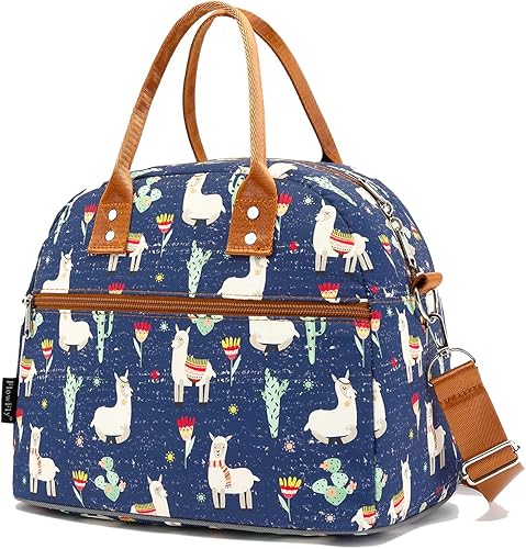FlowFly Fiambrera térmica con correa de hombro y asas para mujer, hombre y niños, amplia y reutilizable, congelable, bolso organizador de alimentos