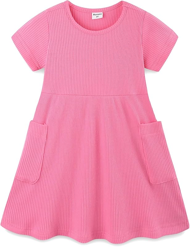 Girl's Dresses Cotton Sleeve A-Line Cute Midi Casual Sundress