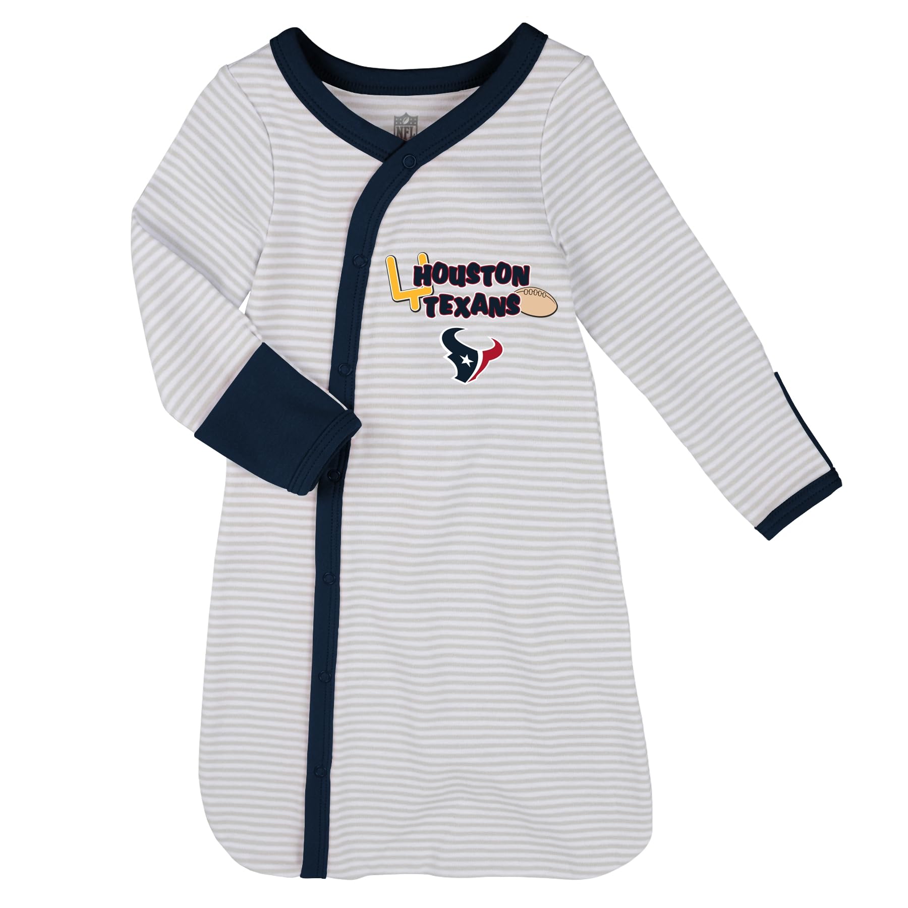 Outerstuff NFL Houston Texans Newborn Unisex Baby Soft Sleep Gown Pajamas with Hat and Socks, One Size (0m-9m)
