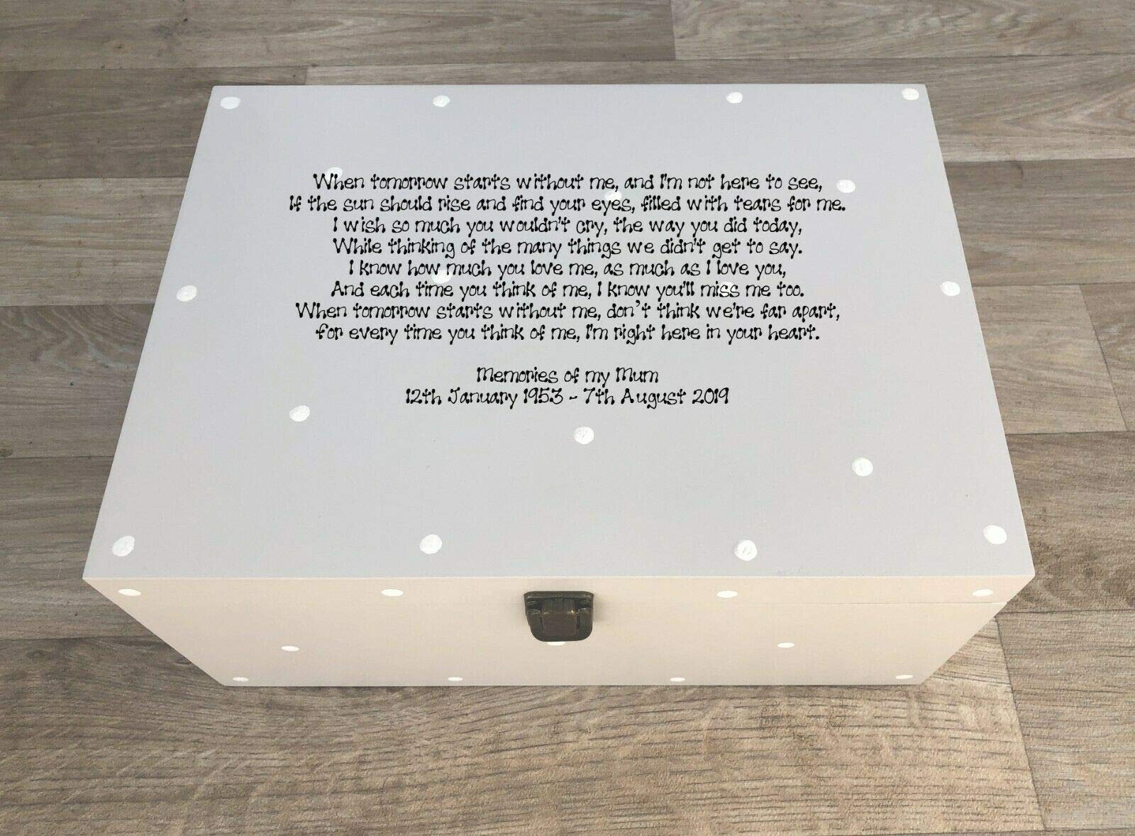 Scatola per ricordi personalizzata, con scritta in lingua inglese “Mam Mummy In Memory”, molto grande, per papà, papà o qualsiasi nome.