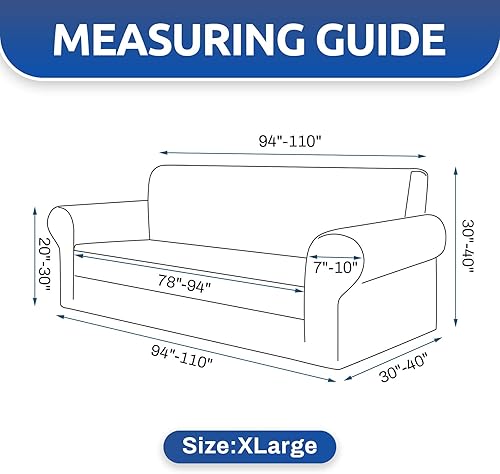 Miniatura 4 de KEKUOU - Funda elástica de gran tamaño para sofá, 1 pieza (de 94 a 110 pulgadas), protector de muebles de 4 asientos con parte inferior elástica