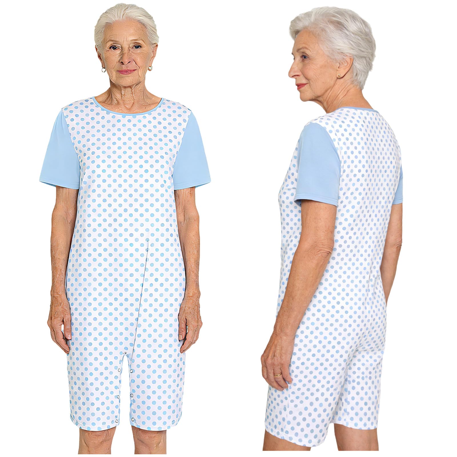Sxiwei Combinaison Alzheimer Femme Manches Courtes Grenouillère Personnes Âgées Alzheimer Pyjama Body Combishort