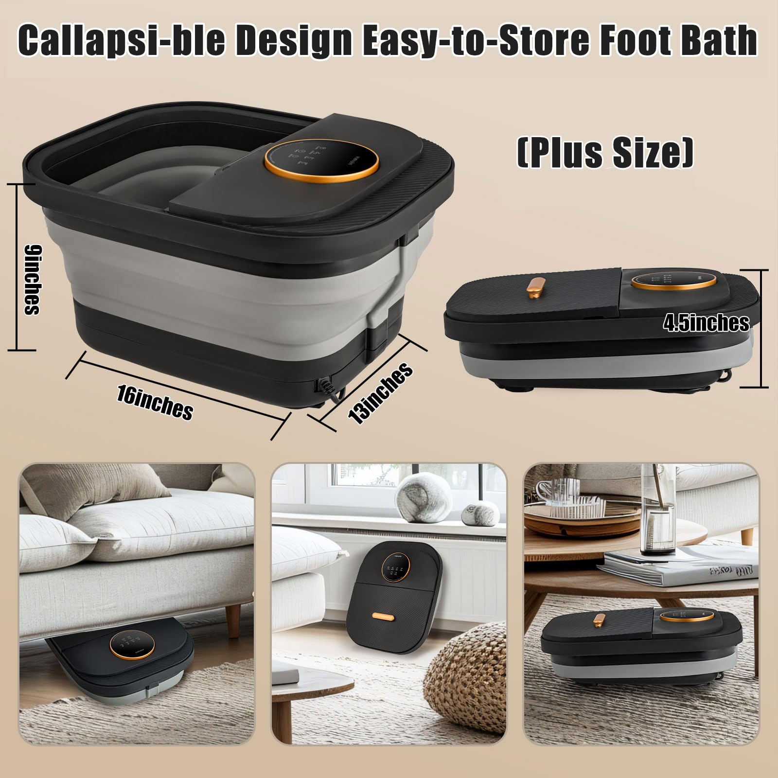 Baño de spa plegable para pies con calor y masajeador, burbujas, control de temperatura, control remoto, pantalla táctil, piedra pómez, spa de pies de pedicura para relajación, regalo para mujeres y