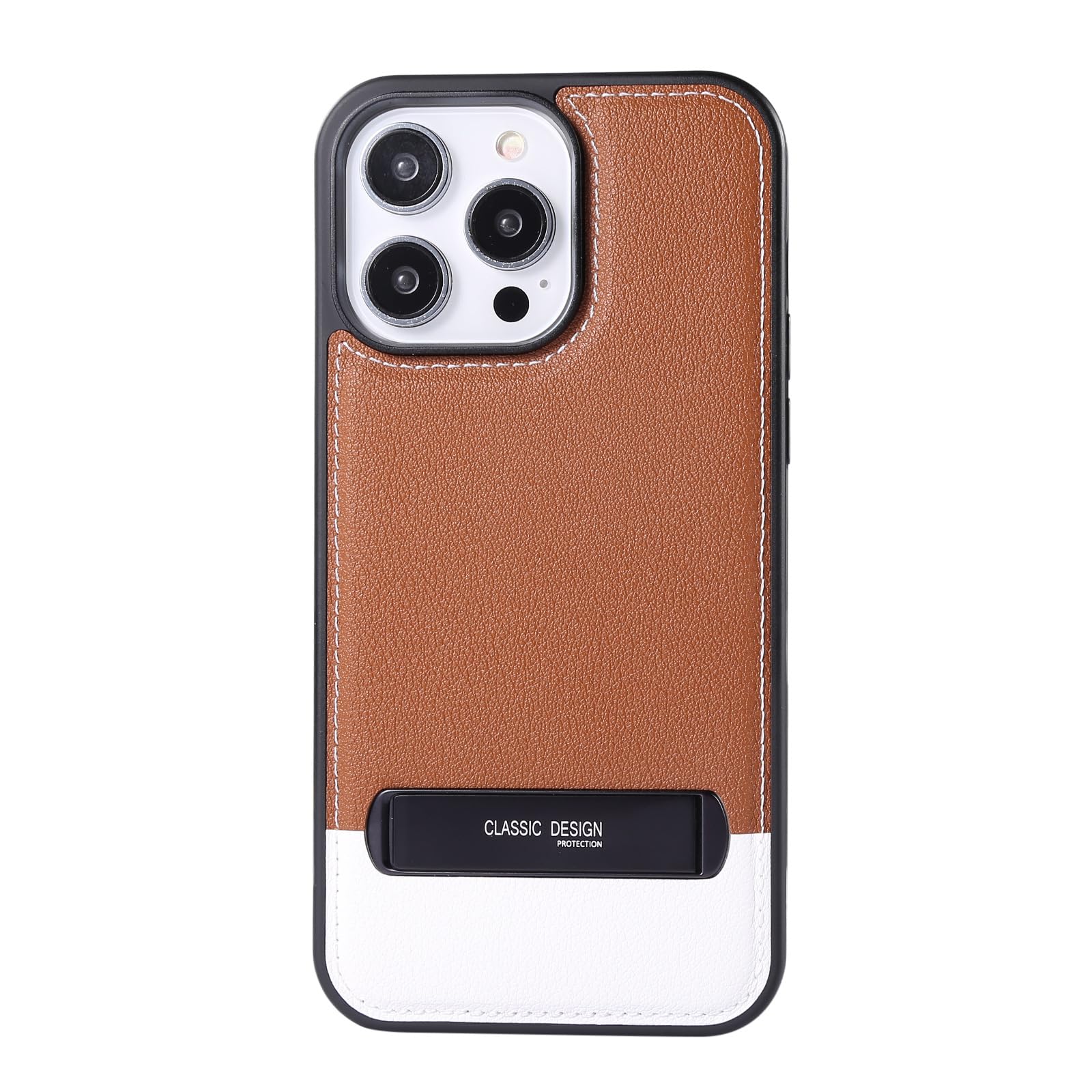 Custodia In Pelle PU Premium Per IPhone 14 Pro - Morbida, Sottile E Antiscivolo - Cover Antiurto Con Design Vintage E Finestra Sul Logo (Marrone)