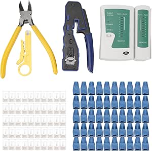 Amazon.co.jp: Network Cable Tester and RJ45 Crimper Tool Kit with Wire ...